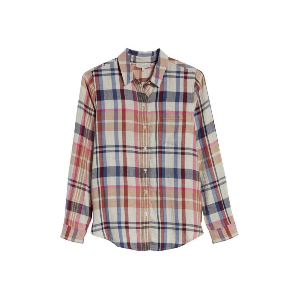 NWT Lucky Brand Classic One Pocket Plaid Shirt M - Picture 4 of 5